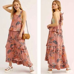 New Free People Ruffled Tiered Floral Maxi Dress